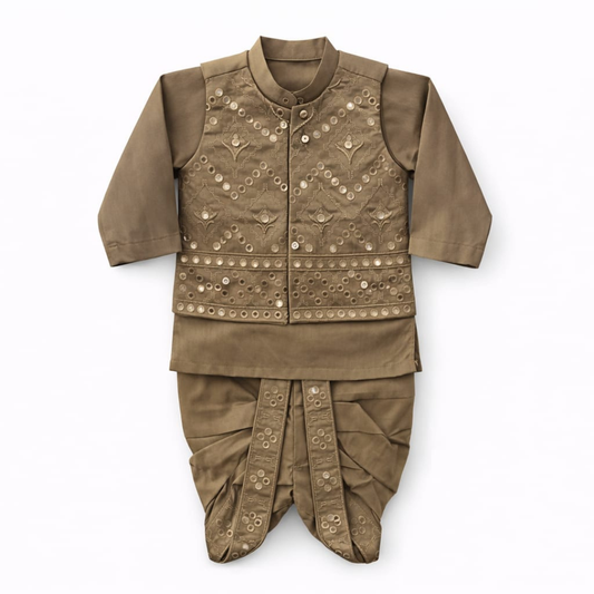 Lite Multicolor Dhoti Kurta With Waistcoat