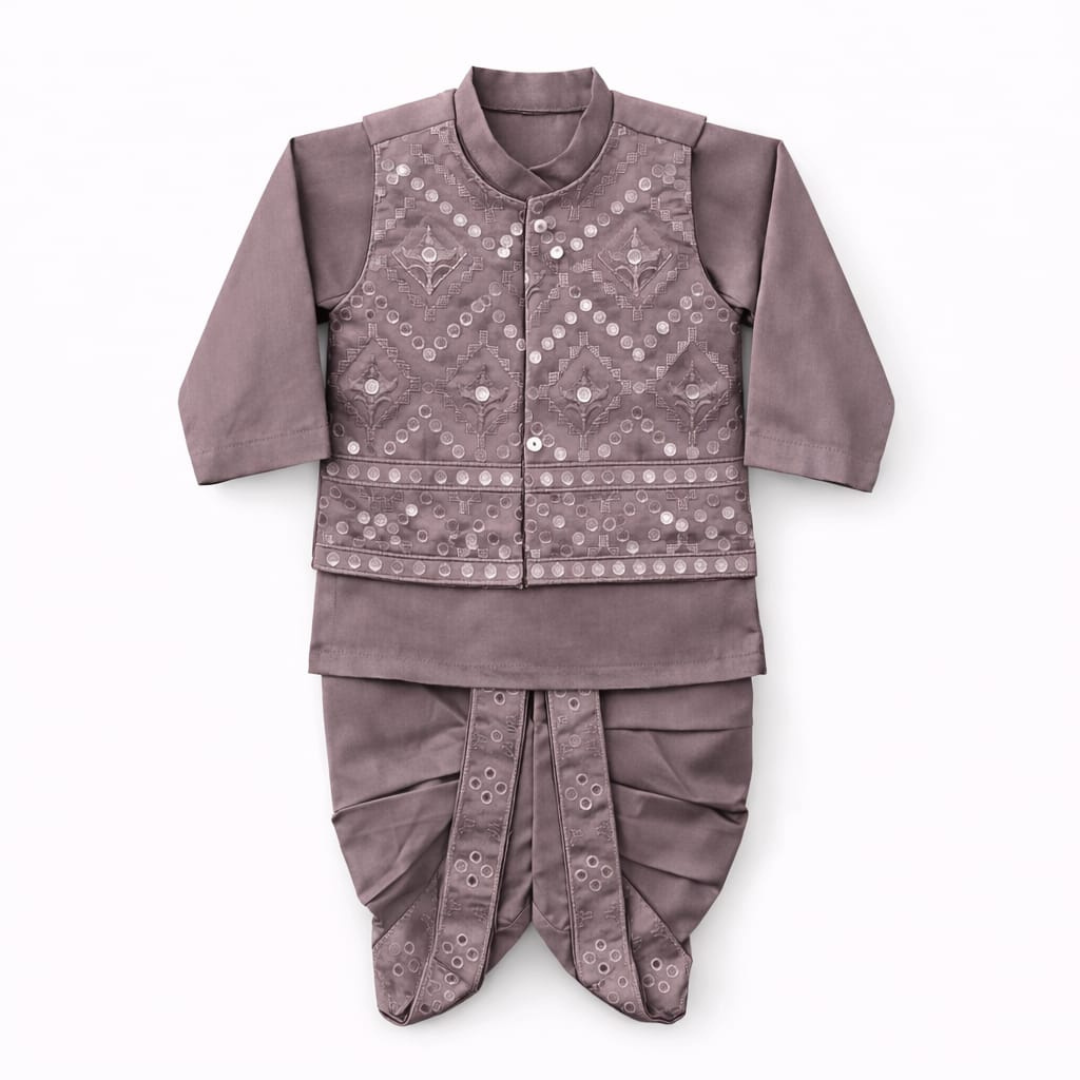Lite Multicolor Dhoti Kurta With Waistcoat