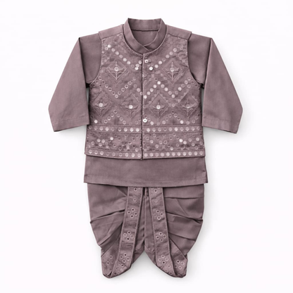Lite Multicolor Dhoti Kurta With Waistcoat