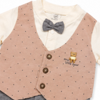 Bear Bow Dots Summer Romper With Cap