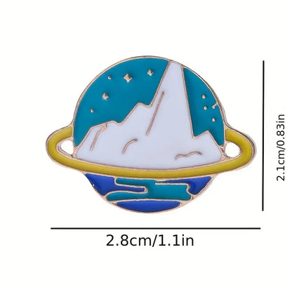 7 Pieces Cute Cartoon Cosmic Planet Brooch Set