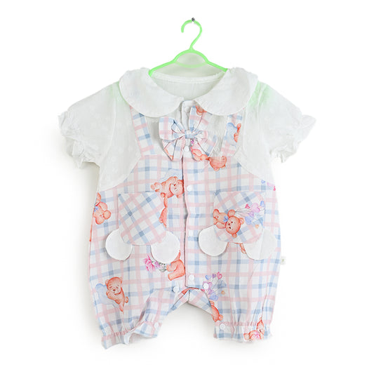 Bear Check Paper Cotton Romper 