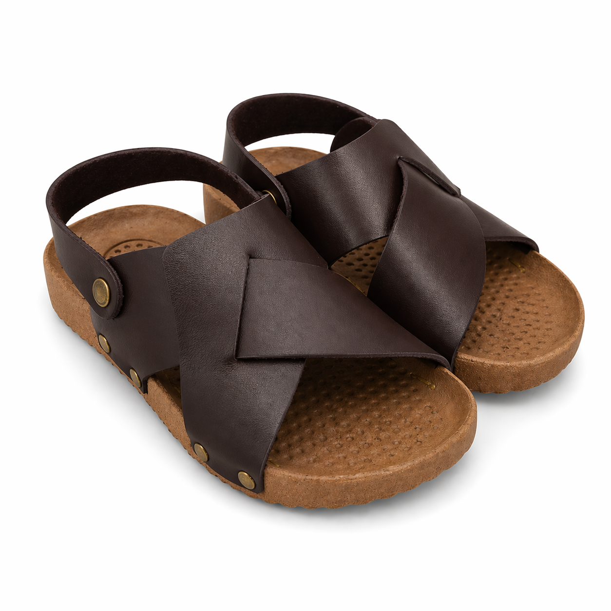 Dark Brown Cross Handmade Chappal