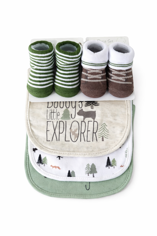 Little Explorer 5 Piece Bib & Socks Gift Set