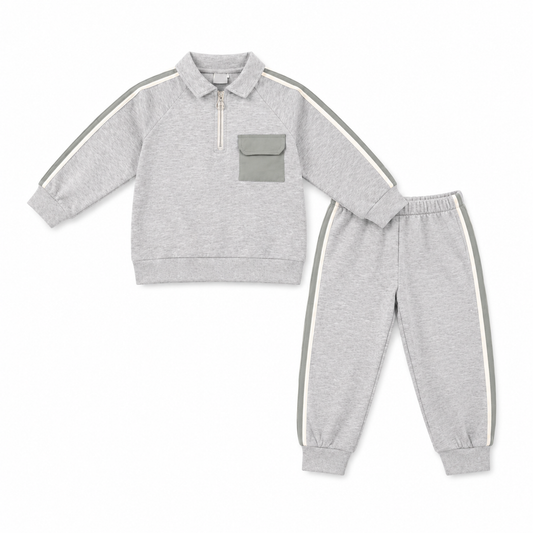 Grey Stripe Track Suit