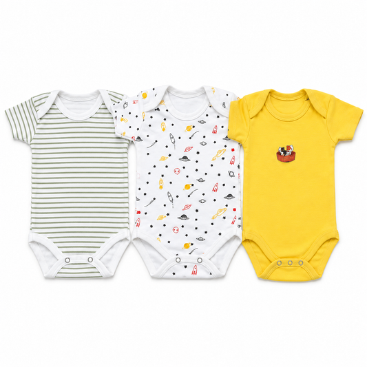 Jet Short Sleeves Bodysuits Pack of 3
