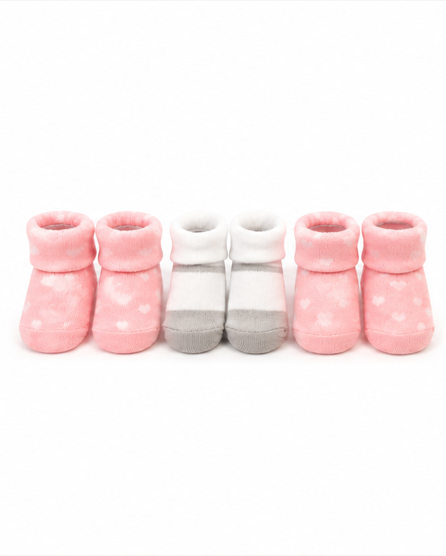 Pink Heart 3 Pcs Socks Gift Set