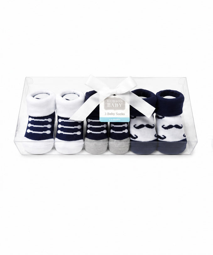 Mustache Newborn Socks Pack Of 3