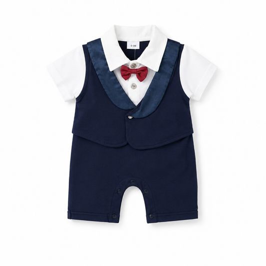 Blue Tuxedo Summer Romper