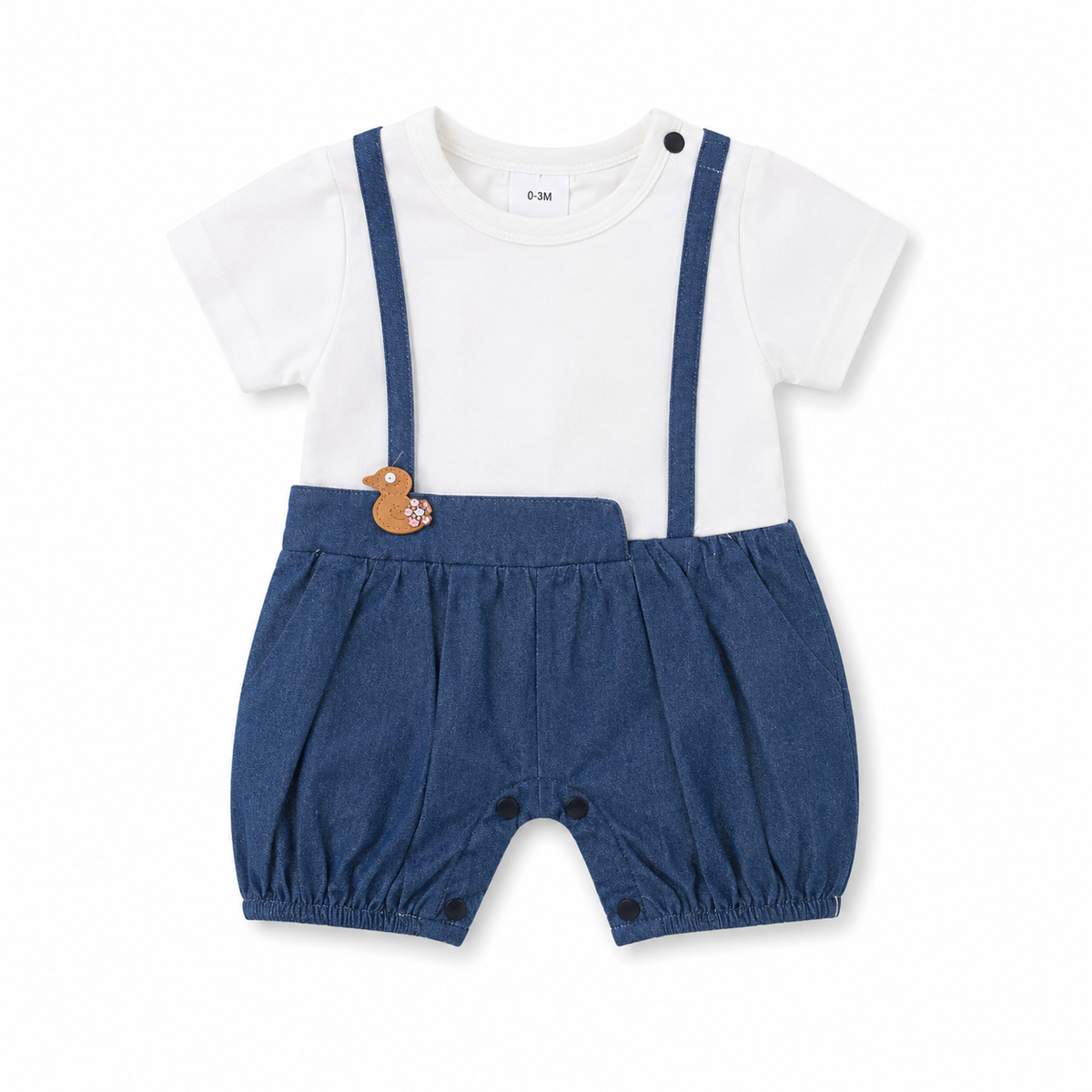 White and Blue summer baby romper