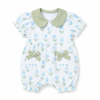 Green flower baby romper