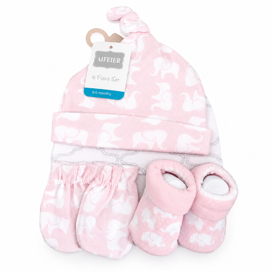 Elephant 4 Piece Cap Set With Booties