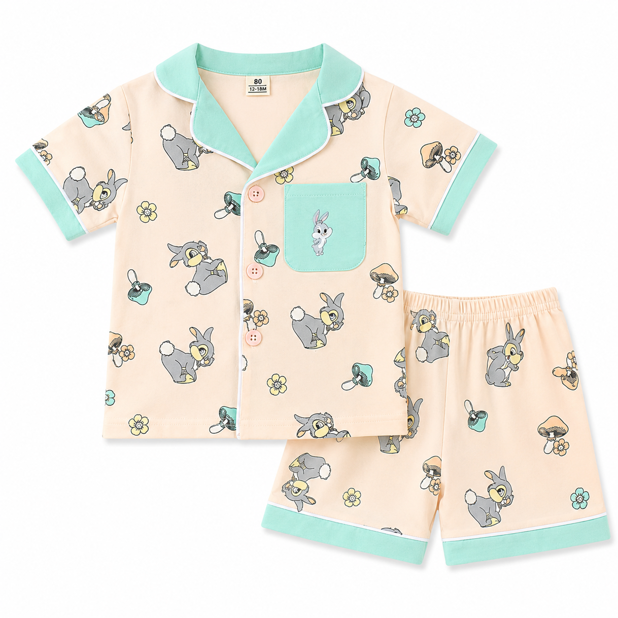 Tiny Rabbit Button Down Night Suit