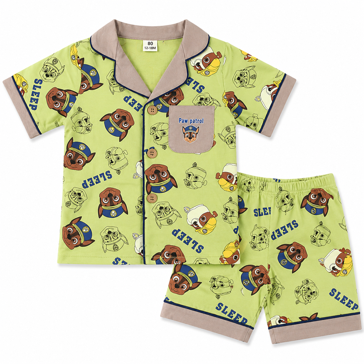 Paw Patrol button-down cotton summer baby night suit