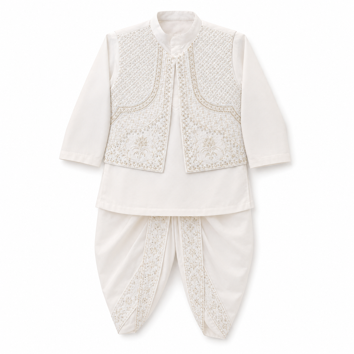 Sequence dhoti kurta with waistcoat alternate view