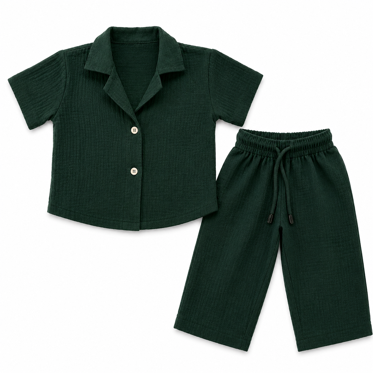 Forest Ease Girls Summer Set – Deep Green | Little Escape 2026