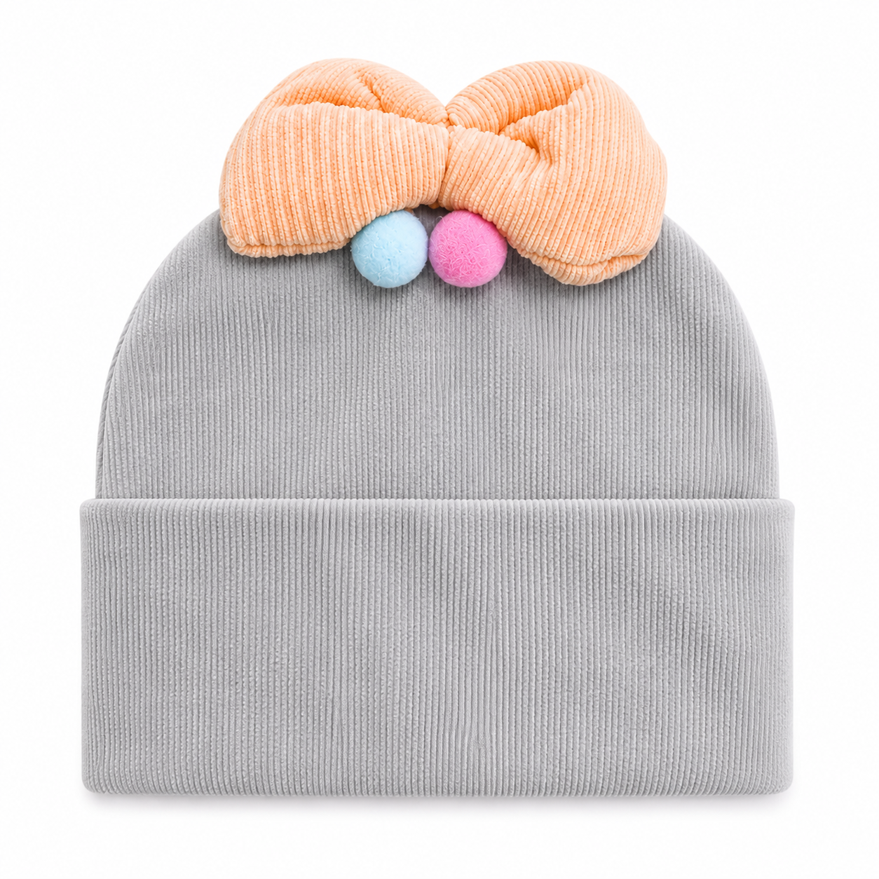 Quilted BowPom Newborn Baby Winter Warm Cap