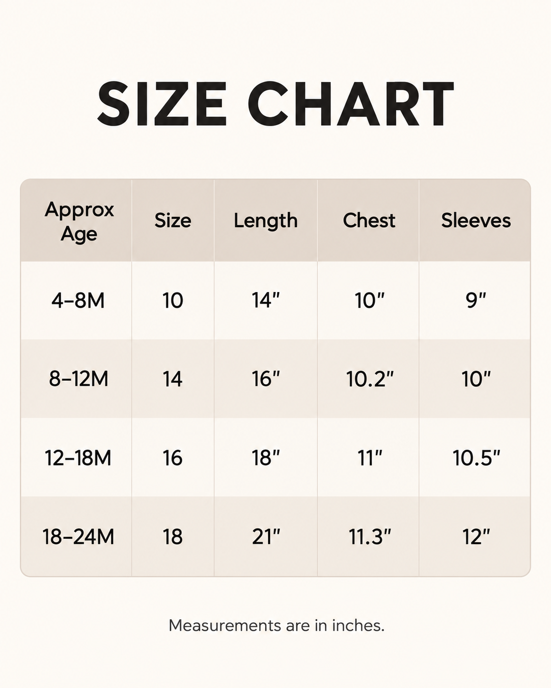 Size chart