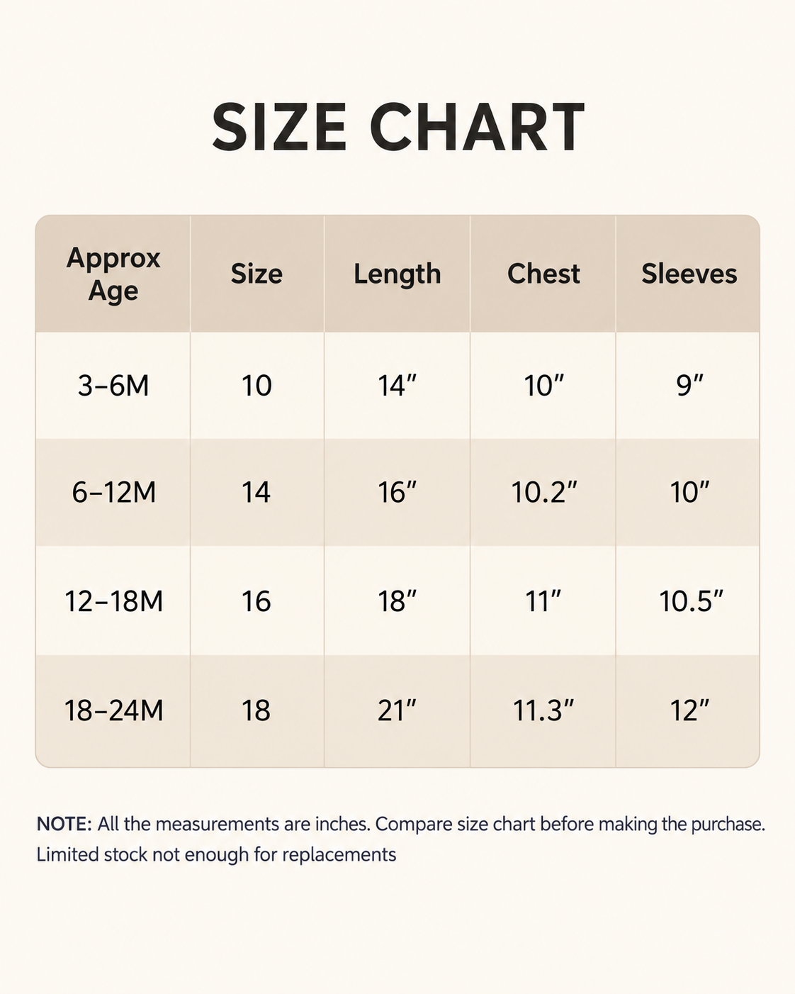 Size chart