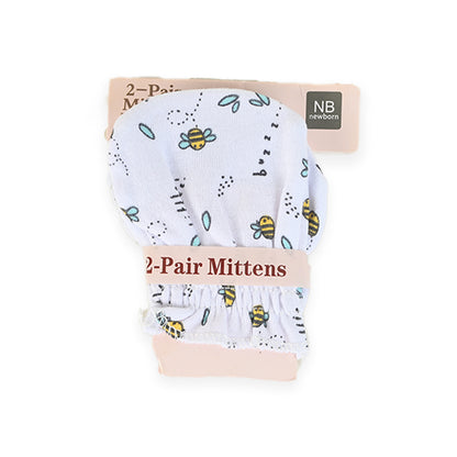 Newborn 100% Soft Cotton Mittens Pack of 2