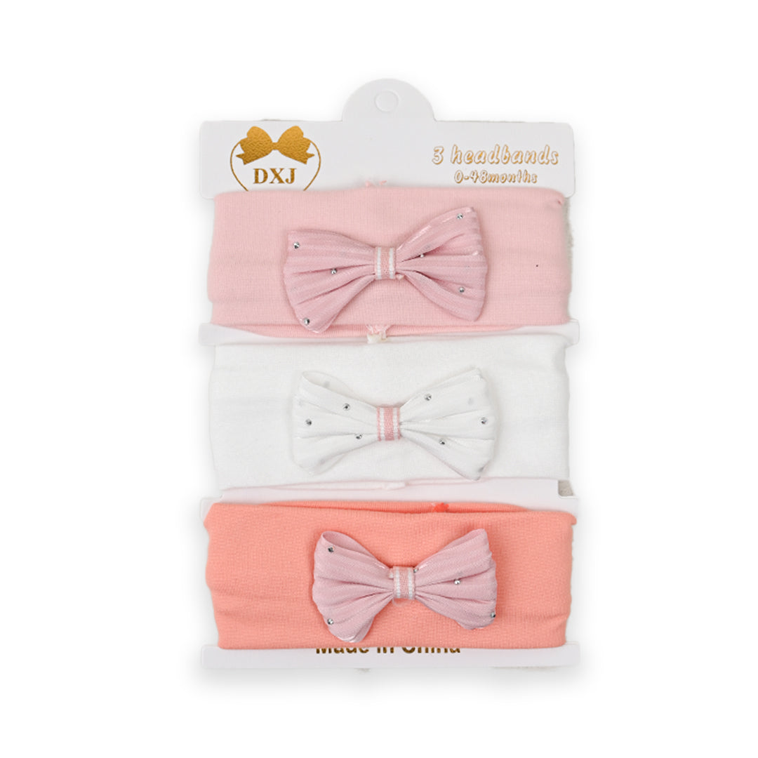 Shiny Bow 3 piece Headband Set