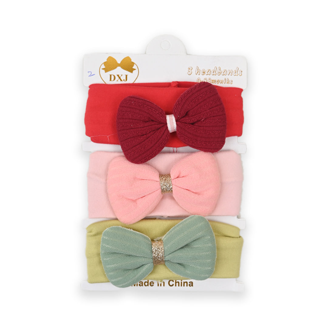 Bow Shine Premium Cotton 3 Piece Headband Set