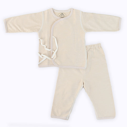 Shiny Cream Premium Slit Cut Shirt & Pajama - Baby Co