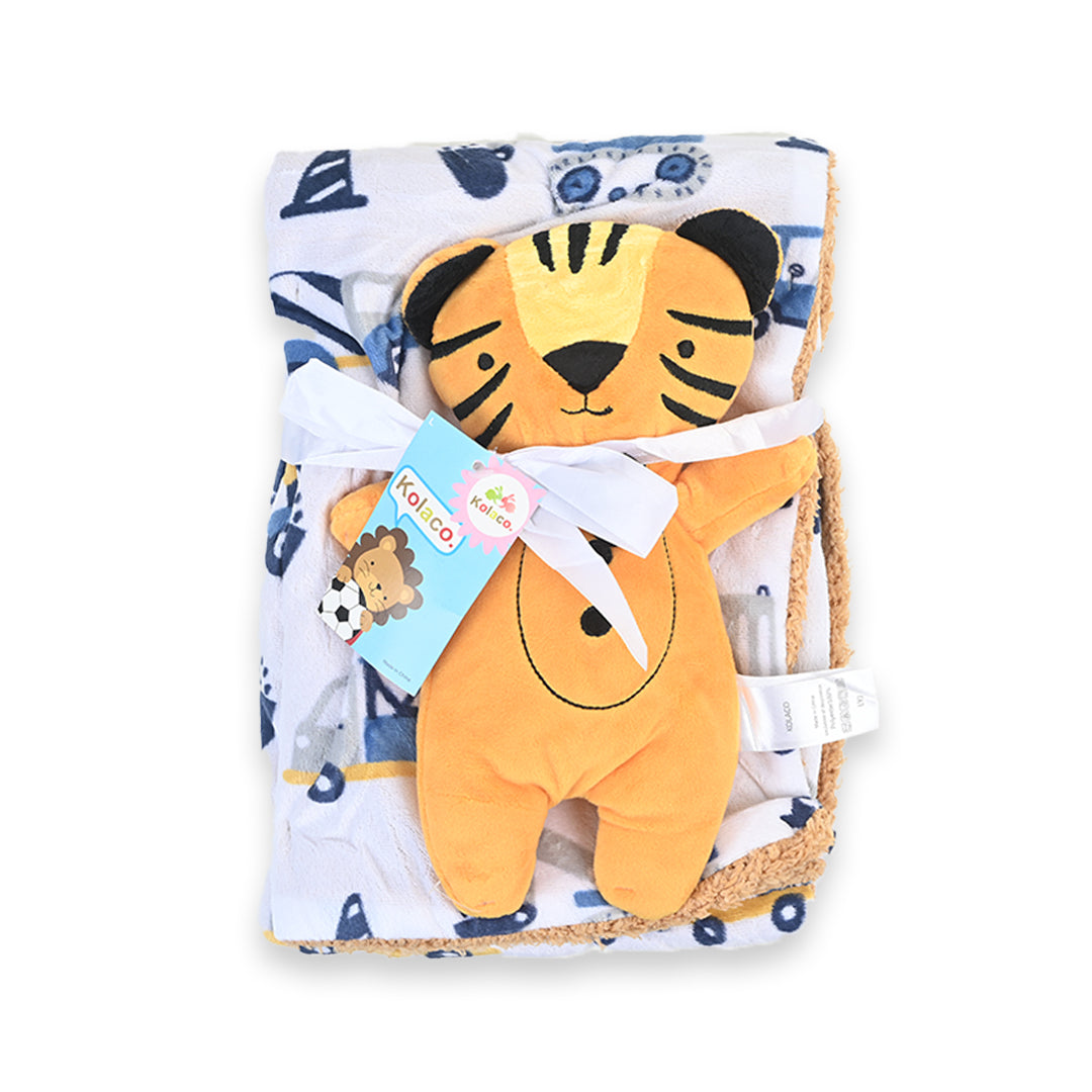 Construction Tiger Blanket With Plush Toy