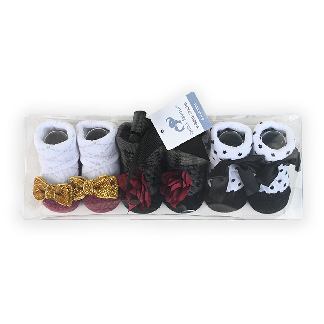 Bebe Favour Newborn 3 Piece Socks Gift Set