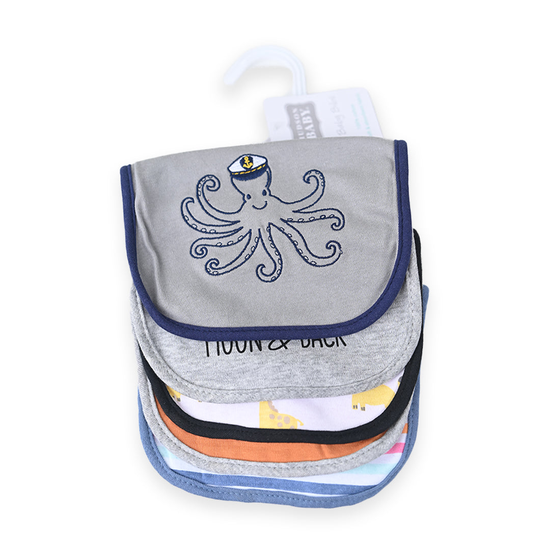 Hudson Grey Octopus 5 Piece Bib Set