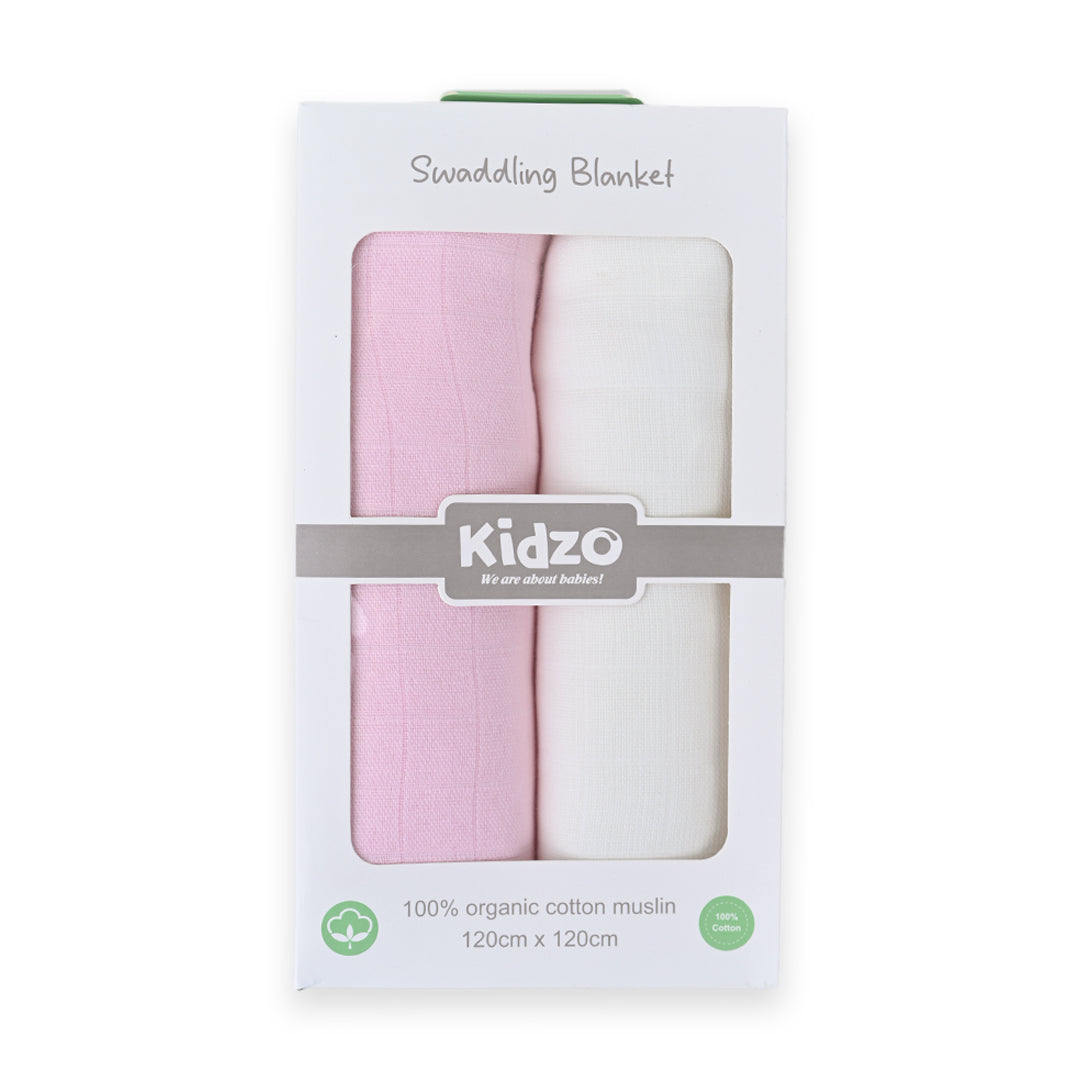 Premium Muslin Wrapping Sheet Pack of 2 Pink & Cream