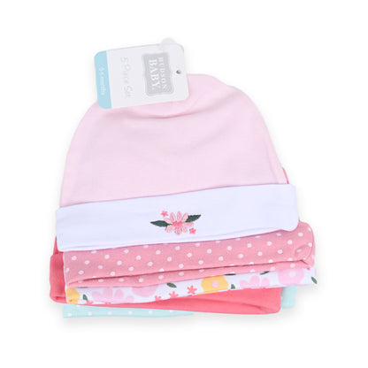 Flower 5 Piece Cotton Cap Set