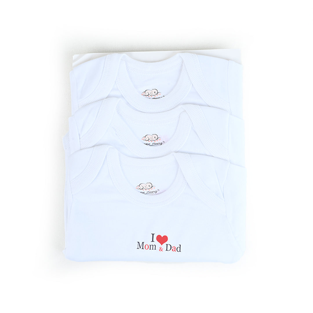 All White Mom dad Love Bodysuit Pack Of 3