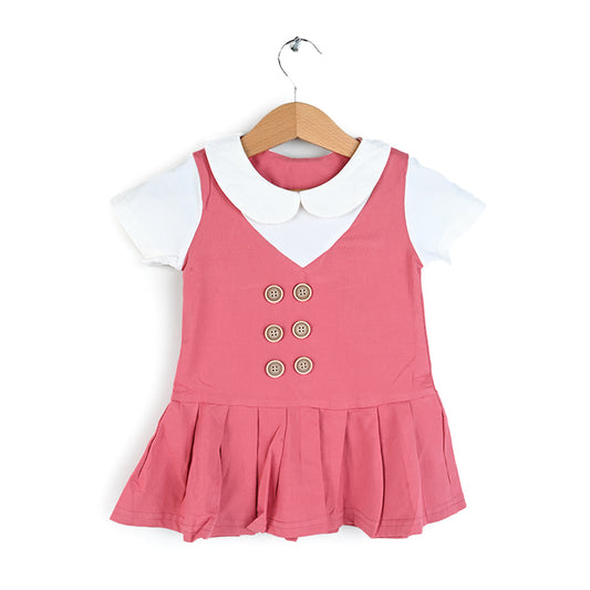 Pink Button Baby Frock