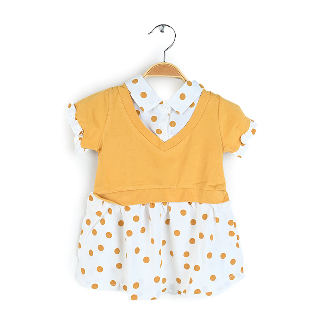 Polka Dots Baby Frock Yellow
