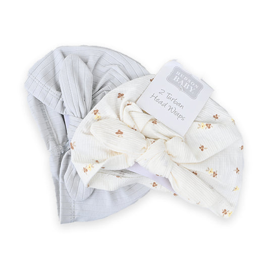 Hudson 2 Pcs Cotton Turban Caps Set 2 D11