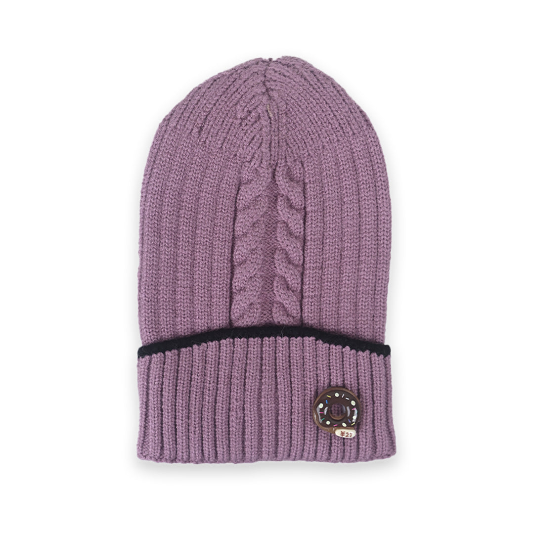 Multi Design Warm Wool Caps Donut Pink