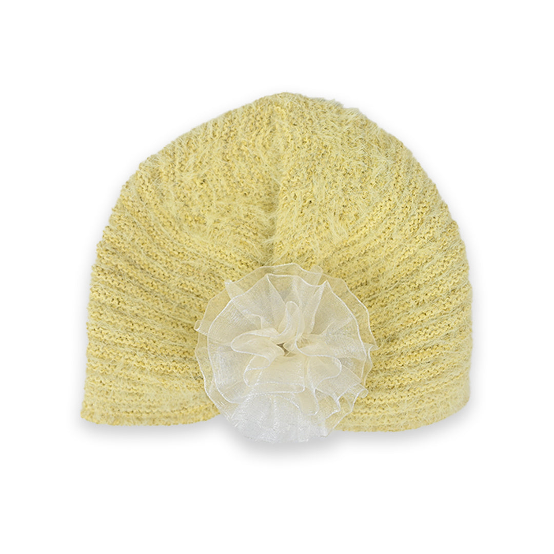 Flower Fluffy Hand Wooven Turban Cap