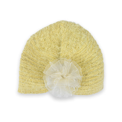 Flower Fluffy Hand Wooven Turban Cap