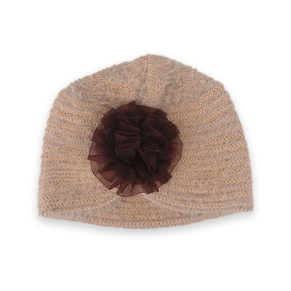 Flower Fluffy Hand Wooven Turban Cap