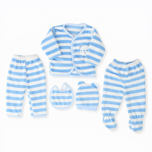 Stripes Blue 5 Piece Fleece Starter Set
