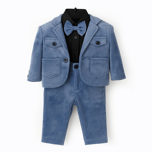 Blue Corduroy 4 Piece Pant Suit (Premium)