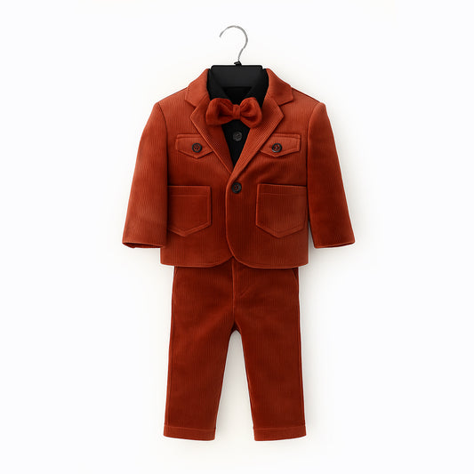 Rust Corduroy 4 Piece Pant Suit (Premium)
