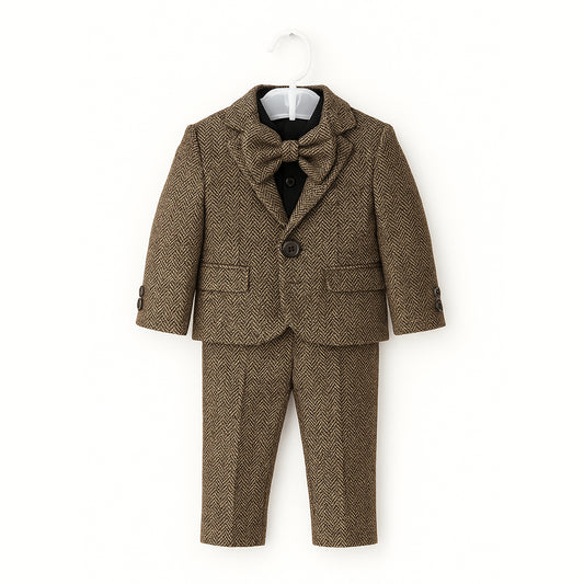 Brown Wool 4 Piece Pant Suit (Premium)
