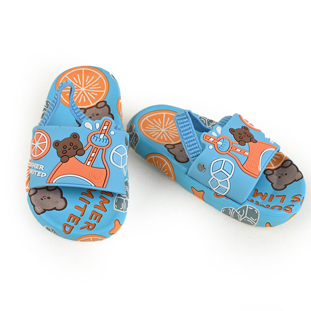 Summer Bear Designed Slippers With Back Strap