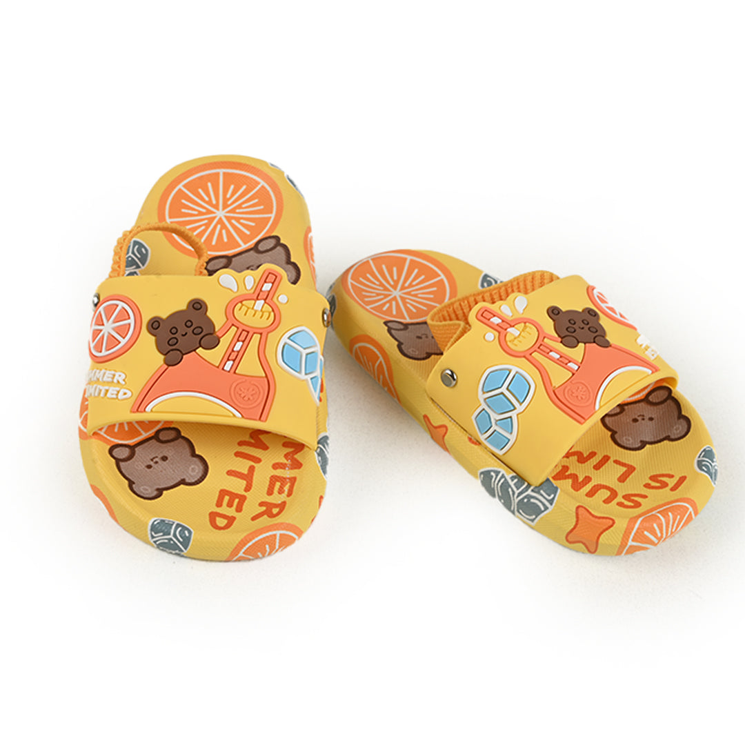 Summer Bear Designed Slippers With Back Strap