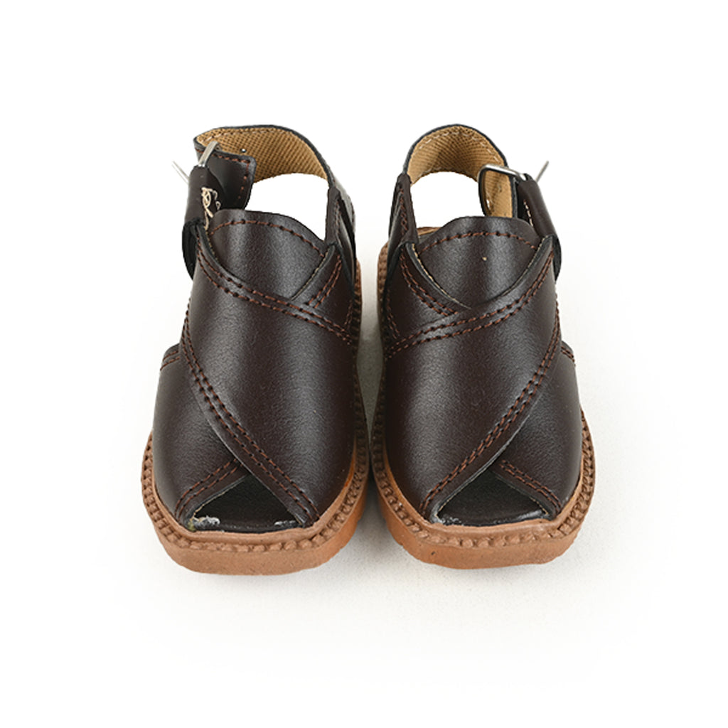 Dark brown baby Peshawari Kheri traditional shoes