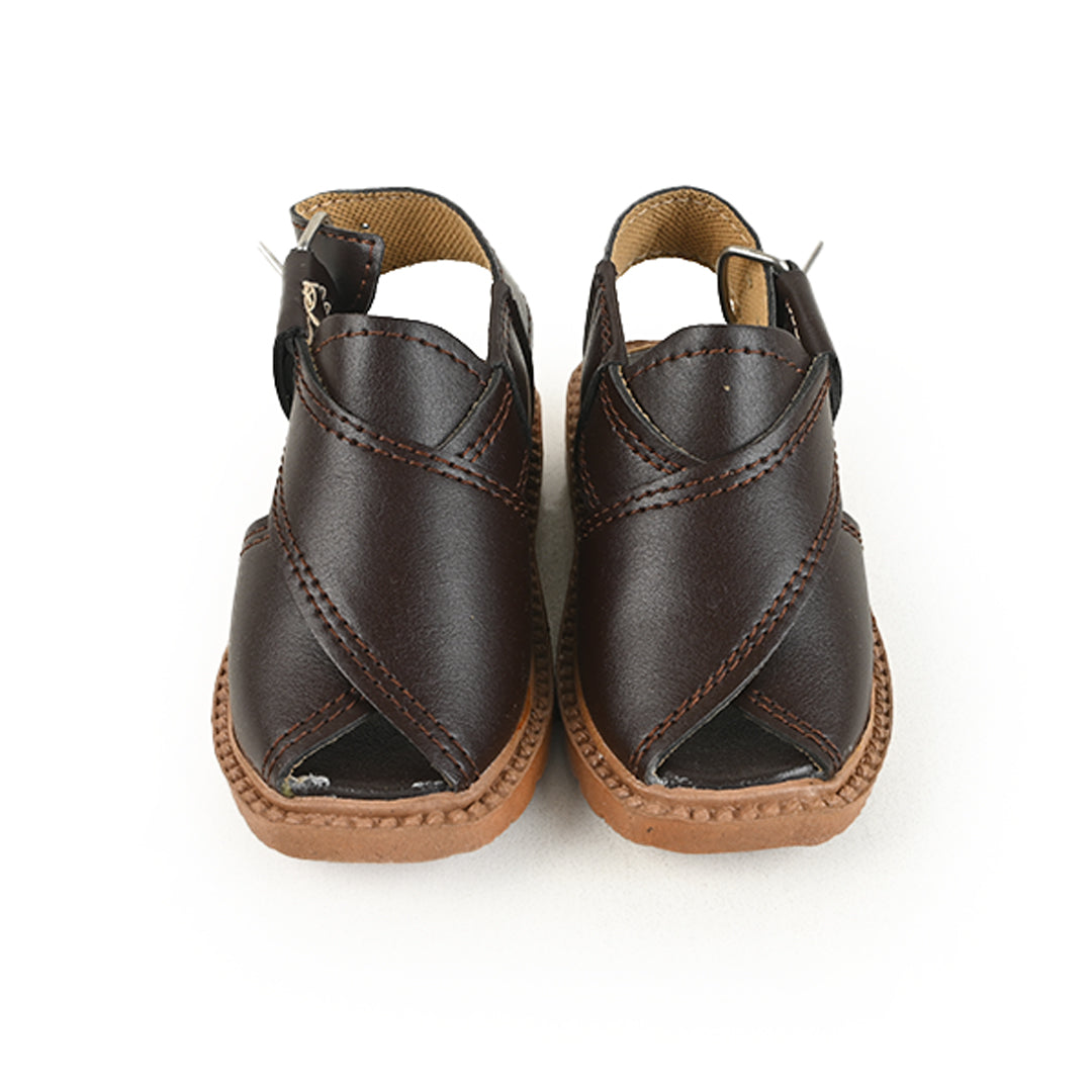 Dark brown baby Peshawari Kheri traditional shoes