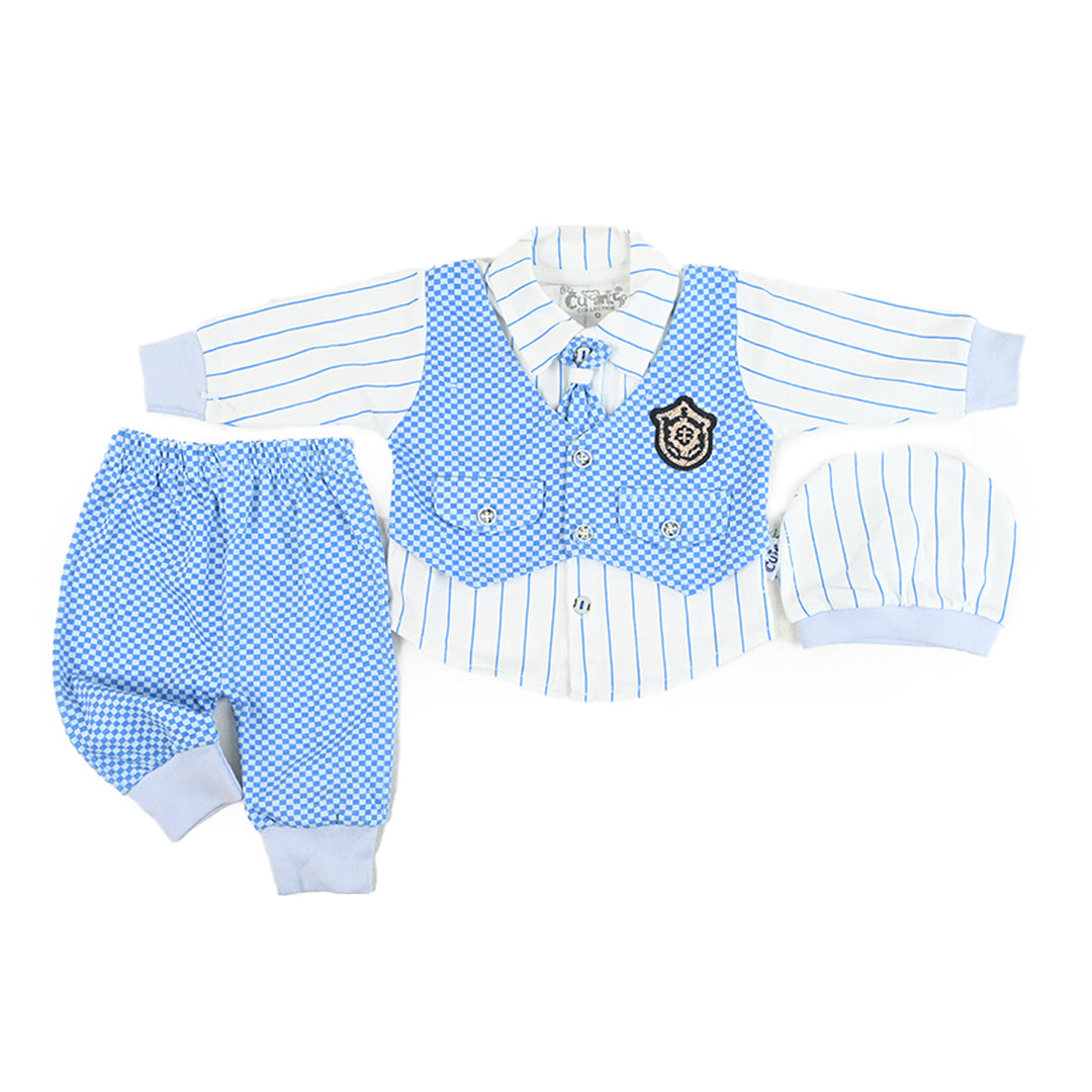 Pre-Winter School Boy Newborn 3 Piece Shirt & Pajama Set (Economical)