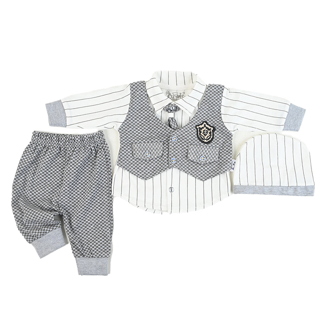 Pre-Winter School Boy Newborn 3 Piece Shirt & Pajama Set (Economical)